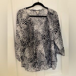 Talbots Black and White Printed Blouse